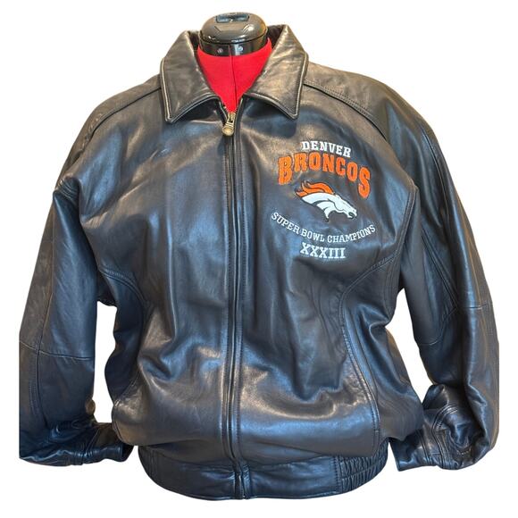 G-III & Carl Banks Other - Men's L Black Premium Leather Jacket 1999 Denver Broncos Super Bowl